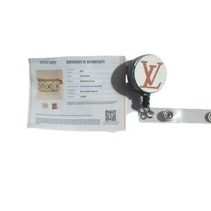 Lv UpCycle White and Orange Badge Holder With COA